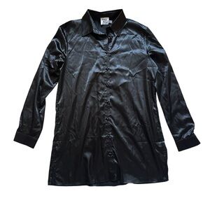 Princess Polly 90210 Satin Button‎ Down Mini Dress Black Size 10